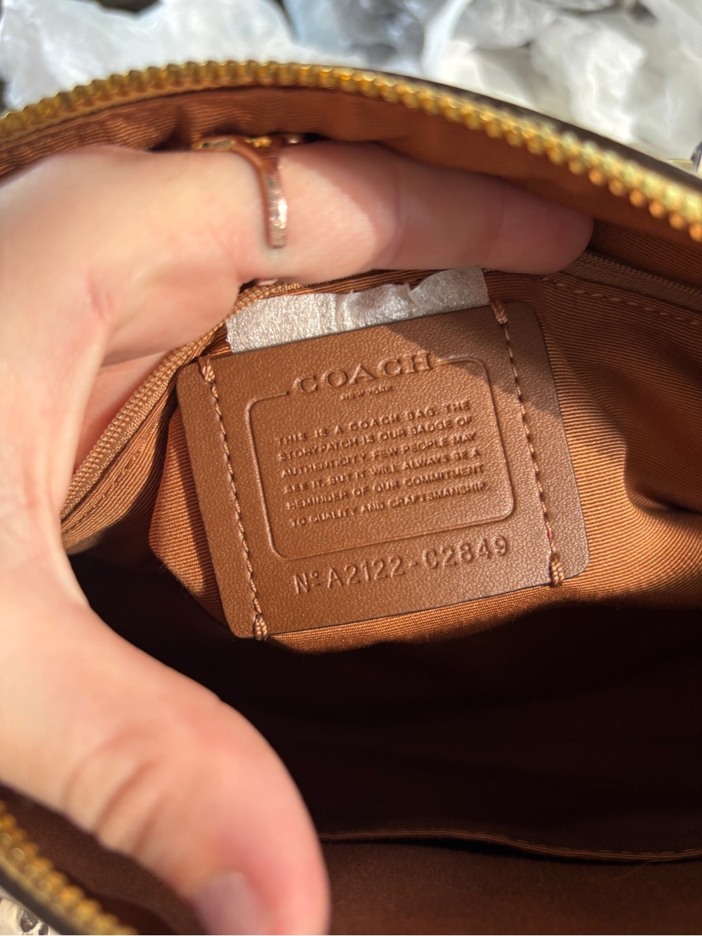 Coach Beige Floral Signature Satchel with Cream Handles - Picture 5 of 5